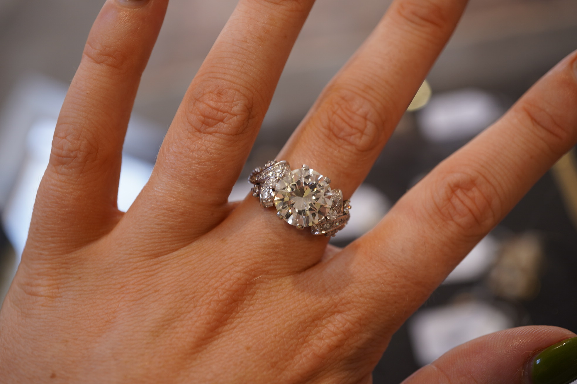 A diamond ring, mid 20th century